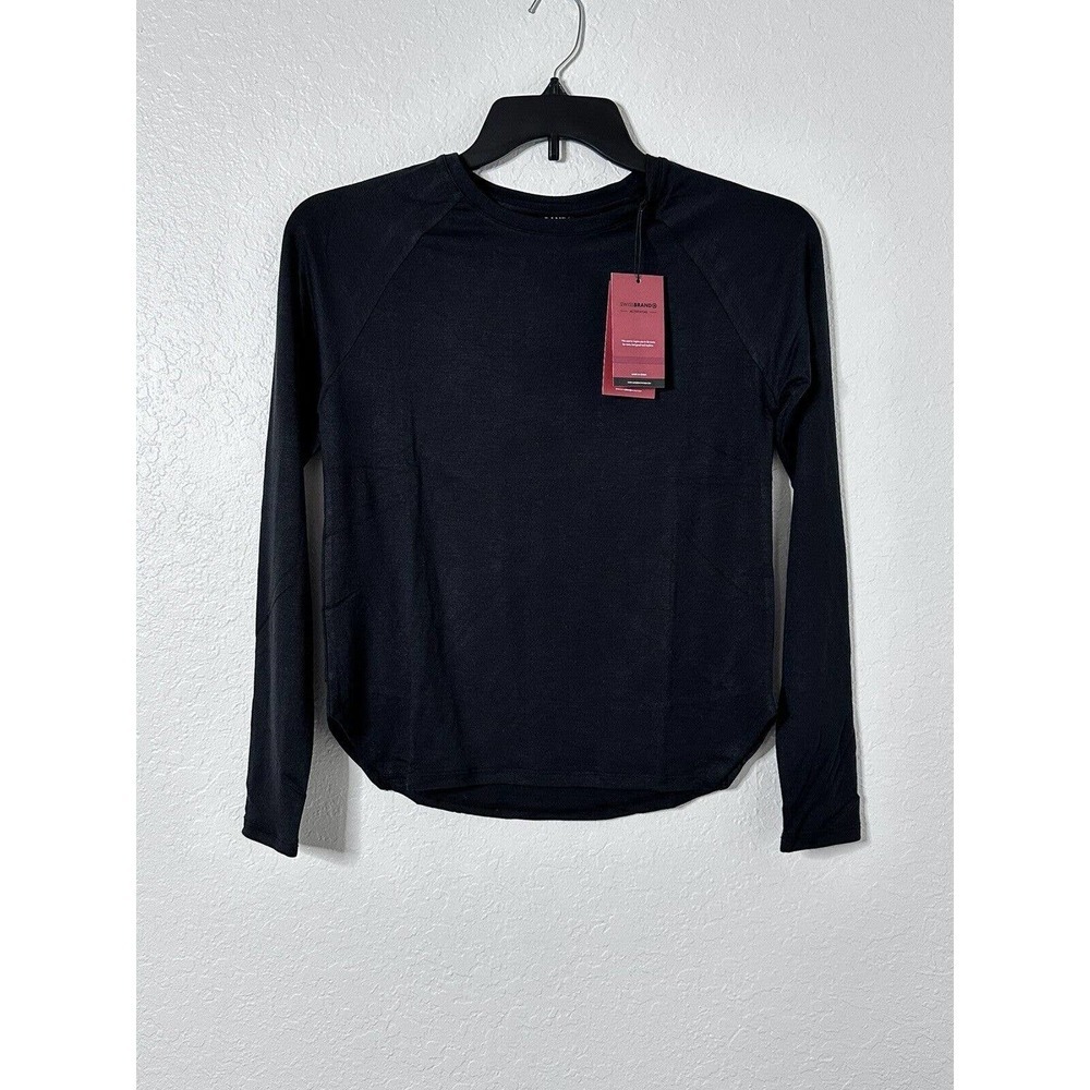NWT SWISSBRAND Activewear Women's Stretch Top Shirt Size L Black Long Sleeve